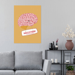 Plakat Ilustracja - mózg z podpisem "nieczynne z powodu, że zamknięte"