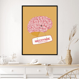 Plakat w ramie Ilustracja - mózg z podpisem "nieczynne z powodu, że zamknięte"