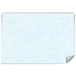 Fototapeta winylowa zmywalna Rysowane kwiaty - niebiesko białe