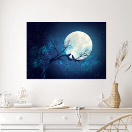 Plakat Księżyc na niebieskim tle