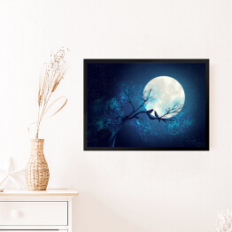 Obraz w ramie Księżyc na niebieskim tle