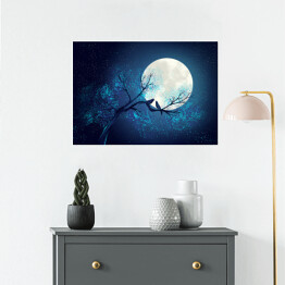 Plakat Księżyc na niebieskim tle