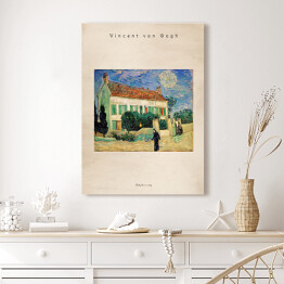 Obraz na płótnie Vincent van Gogh "Biały dom w nocy" - reprodukcja z napisem. Plakat z passe partout