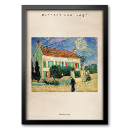 Obraz w ramie Vincent van Gogh "Biały dom w nocy" - reprodukcja z napisem. Plakat z passe partout