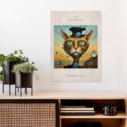 Plakat samoprzylepny Kot portret inspirowany sztuką - Salvador Dali "Trwałość pamięci"