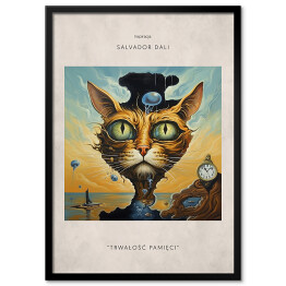 Obraz klasyczny Kot portret inspirowany sztuką - Salvador Dali "Trwałość pamięci"