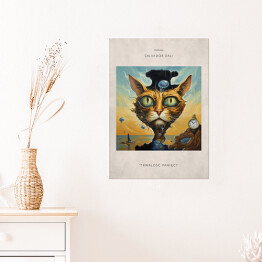 Plakat Kot portret inspirowany sztuką - Salvador Dali "Trwałość pamięci"
