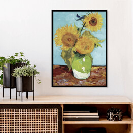 Plakat w ramie Vincent van Gogh Trzy słoneczniki w wazonie. Reprodukcja