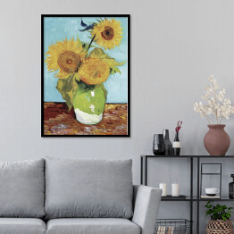 Plakat w ramie Vincent van Gogh Trzy słoneczniki w wazonie. Reprodukcja