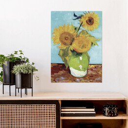 Plakat samoprzylepny Vincent van Gogh Trzy słoneczniki w wazonie. Reprodukcja