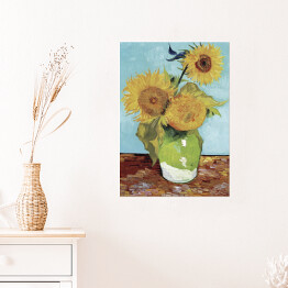 Plakat samoprzylepny Vincent van Gogh Trzy słoneczniki w wazonie. Reprodukcja
