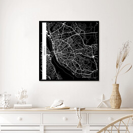 Plakat w ramie Mapy miast świata - Liverpool - czarna