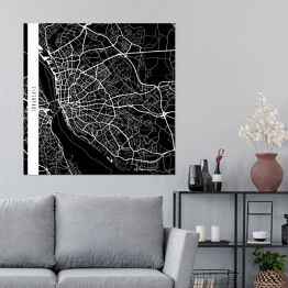 Plakat samoprzylepny Mapy miast świata - Liverpool - czarna