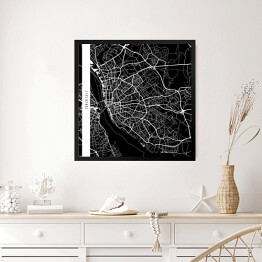 Obraz w ramie Mapy miast świata - Liverpool - czarna