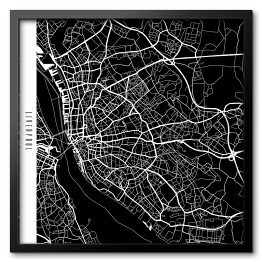 Obraz w ramie Mapy miast świata - Liverpool - czarna
