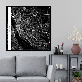 Plakat w ramie Mapy miast świata - Liverpool - czarna