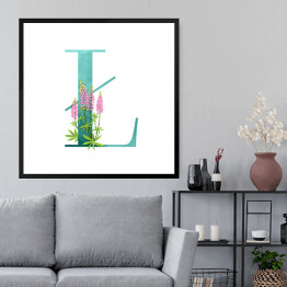 Obraz w ramie Roślinny alfabet - litera Ł jak łubin