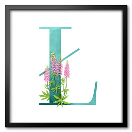 Obraz w ramie Roślinny alfabet - litera Ł jak łubin