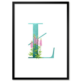 Plakat w ramie Roślinny alfabet - litera Ł jak łubin