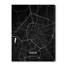 Obraz na płótnie Mapa Radomia czarno-biała