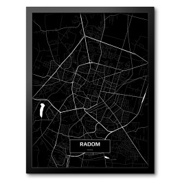 Obraz w ramie Mapa Radomia czarno-biała