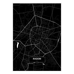 Plakat samoprzylepny Mapa Radomia czarno-biała