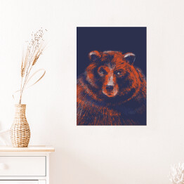 Plakat samoprzylepny Niedźwiedź na ciemnym tle