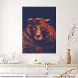Plakat samoprzylepny Niedźwiedź na ciemnym tle