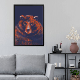 Obraz w ramie Niedźwiedź na ciemnym tle