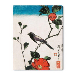 Obraz na płótnie Utugawa Hiroshige Japoński ptak i kwiat kamelii Reprodukcja obrazu
