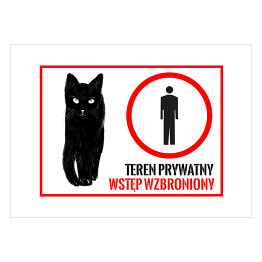 Plakat samoprzylepny "Teren prywatny. Wstęp wzbroniony" - kocie znaki
