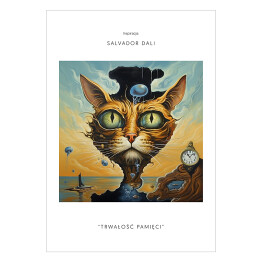 Plakat samoprzylepny Kot portret inspirowany sztuką - Salvador Dali