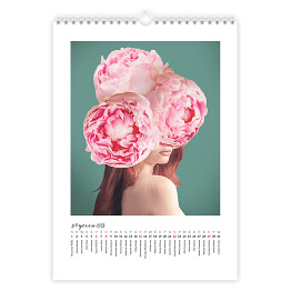 Kalendarz 13-stronicowy Kalendarz z kobietami w piwoniach