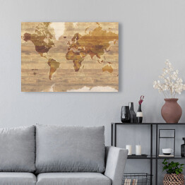 Obraz na płótnie Drewniana mapa świata 