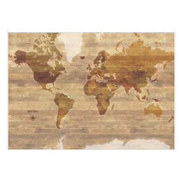 Plakat Drewniana mapa świata 