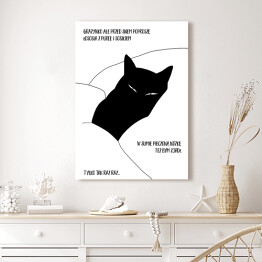 Obraz klasyczny Czarny kot z napisem "Grażynko..." - ilustracja