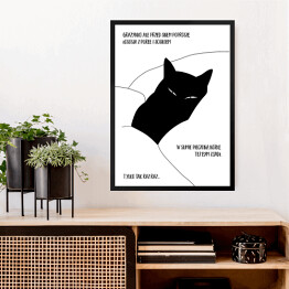 Obraz w ramie Czarny kot z napisem "Grażynko..." - ilustracja