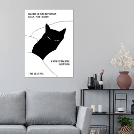 Plakat samoprzylepny Czarny kot z napisem "Grażynko..." - ilustracja