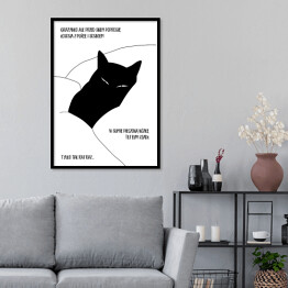 Plakat w ramie Czarny kot z napisem "Grażynko..." - ilustracja