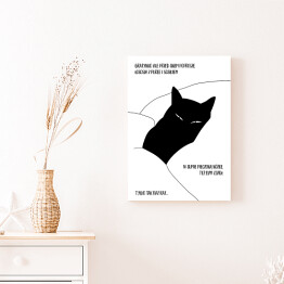 Obraz na płótnie Czarny kot z napisem "Grażynko..." - ilustracja
