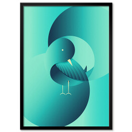 Plakat w ramie Mały ptak w geometrycznych kształtach 