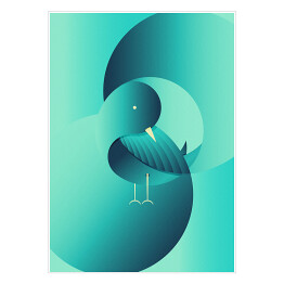 Plakat samoprzylepny Mały ptak w geometrycznych kształtach 