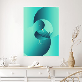 Plakat samoprzylepny Mały ptak w geometrycznych kształtach 