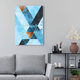 Obraz klasyczny Mozaika z trójkątów w niebieskich barwach