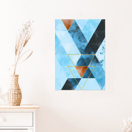 Plakat samoprzylepny Mozaika z trójkątów w niebieskich barwach