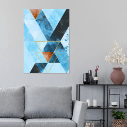 Plakat samoprzylepny Mozaika z trójkątów w niebieskich barwach