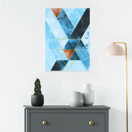 Plakat Mozaika z trójkątów w niebieskich barwach