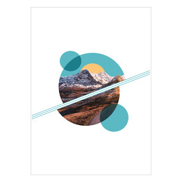 Plakat samoprzylepny Geometria i natura - góry i polana