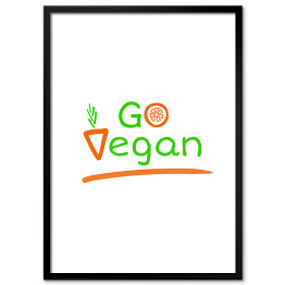Plakat w ramie Kolorowa typografia - "Go Vegan"