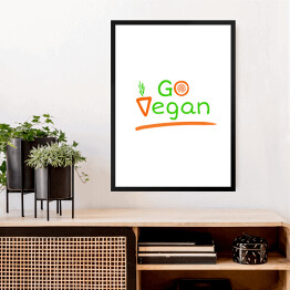 Obraz w ramie Kolorowa typografia - "Go Vegan"